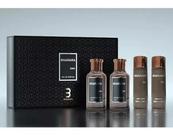 Bharara King 4pc set 3.4oz EDP + 3.4oz After Shave + 5oz Shower Gel + 5oz Lotion